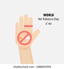 Human hands and Quit Tobacco vector logo design template.May 31st World no tobacco day.No Smoking Day Awareness Idea Campaign for greeting Card,Poster,Brochure,Abstract background.Vector illustration.
