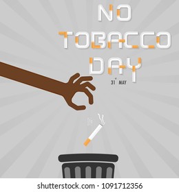 Human hands and Quit Tobacco vector logo design template.May 31st World no tobacco day.No Smoking Day Awareness Idea Campaign for greeting Card,Poster,Brochure,Abstract background.Vector illustration.