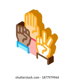 menschliche Hände Rasse Gesten Symbol Vektorgrafik. isometrische menschliche Hände Rasse Gesten Zeichen. farbige einzelne Symbolillustration