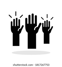 Human hands raised in air icon in trendy flat style. Voting symbol for your web site design, logo, app, UI Vector EPS 10. 