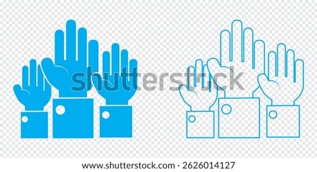 Human hands raised in air icon in trendy flat style. Voting symbol for your web site design, logo, app, UI Vector EPS 10.