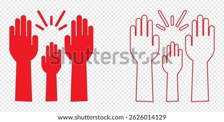 Human hands raised in air icon in trendy flat style. Voting symbol for your web site design, logo, app, UI Vector EPS 10.
