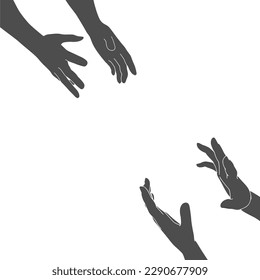 Human hands reaching out to one another, almost touching. Help concept