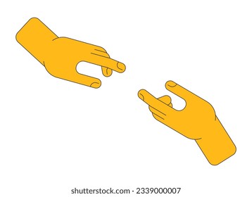 Menschliche Hände, die sich zu einer anderen flachen Farbe einzelne Vektorobjekt. Bearbeitbares Video-Kunstbild auf weißem Hintergrund. Einfache Umrisskartographie für Webdesign