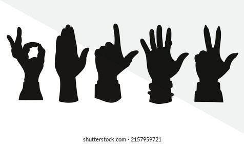 Human Hands Set Silhouettes Vectorzip Human Stock Vector (Royalty Free ...