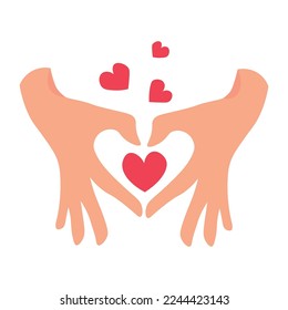 Manos humanas mostrando la forma del corazón sobre fondo blanco. San Valentín
