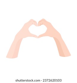 Manos humanas mostrando la forma del corazón en fondo blanco