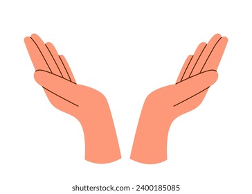 Human hands showing a sign of support, isolated on a white background. 