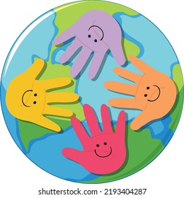 Human hands symbol on earth planet illustration