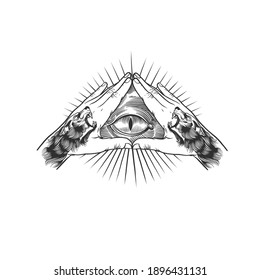 Human hands with tattoo. Can be used as a sketch of a tattoo.