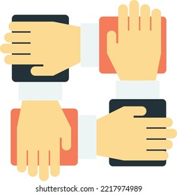human hands and teamwork illustration in minimal style isolated on background