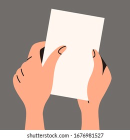 Human hands up, holding banner. Election Voting Poster. Vector cartoon flat illustration isolated 