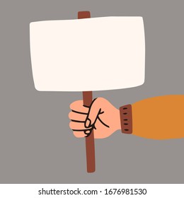 Manos humanas arriba, sosteniendo pancartas. Afiche de la votación electoral. Ilustración plana vectorial aislada 
