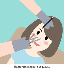 Human Hands Use Pencil And Golden Mean Calipers With Eyebrow Cartoon Girl
