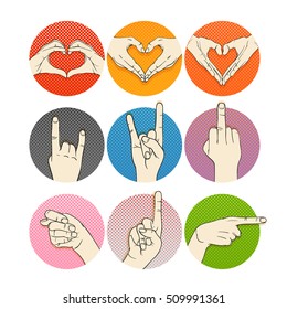 Human hands vector collection. Gestures of human hands