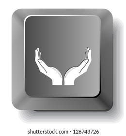 Human hands. Vector computer key.