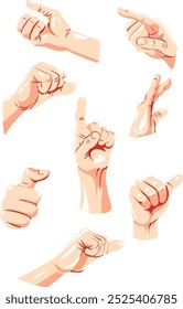 human hands. Vector different hands on white isolated background	
