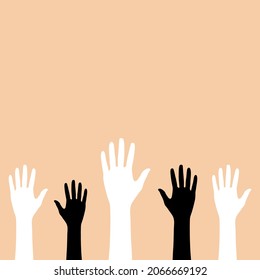 Human hands voting in flat design.
