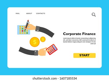 Human hands writing and calculating, coins. Planning, work, accounting. Corporate finance concept. Can be used for topics like finance, business, banking.