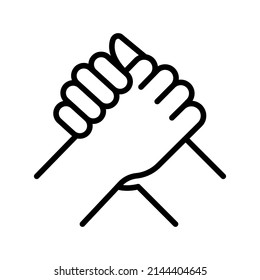 Menschlicher Handschlag. Symbol Bruderschaft. Homie Handshake. Das Symbol aus dem Arm-Ringkampf. Einheitszeichen.