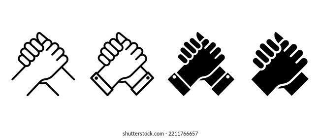 Menschlicher Handschlag. Symbol Bruderschaft. Homie Handshake. Das Symbol aus dem Arm-Ringkampf. Einheitszeichen. Vektor 10 EPS.