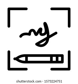 Human Handwriting Authentication Icon Vector. Outline Human Handwriting Authentication Sign. Isolated Contour Symbol Illustration