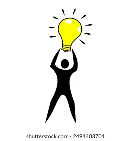 Human have an idea like bright bulb symbol