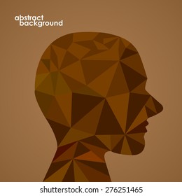 Human head from 3d geometric colorful triangles. Abstract background illustration. Eps 10
