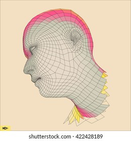 Human Head. 3D Geometric Face Design. 