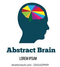Human Head with Abstract Colorful Brain. Intelligence and human thinking process vector art