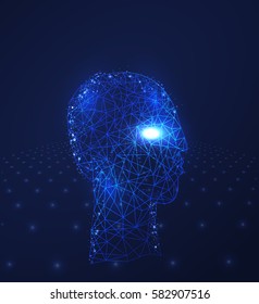 Human head abstract polygon line. Virtual technology concept vector illustration