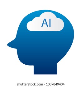 human head AI, illustration vector