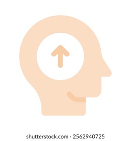 A human head with an arrow pointing upwards, indicating ideas or growth icon