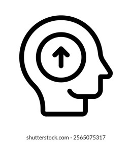 A human head with an arrow pointing upwards, indicating ideas or growth icon