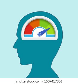 Human head with with arrow and scale. Nervous stress and fatigue. Vector illustration.