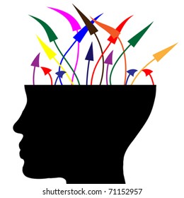 human head with arrows colors