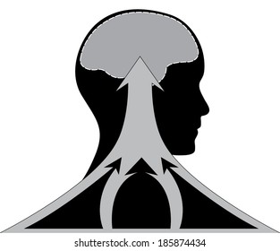 Human head with arrows, creative business concept vector.