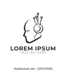 Human Head Artificial Intelligence Logo Vector Icon Illustration