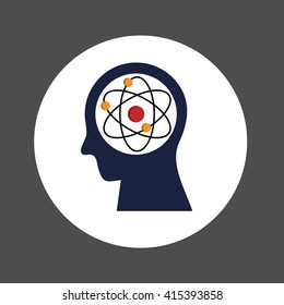 Human Head with Atom , invention and idea concept, Flat design Vector Illustrator