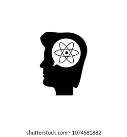 human head and atoms icon. Element of education and science illustration. Premium quality graphic design icon. Signs and symbols collection icon for websites, web design on white background