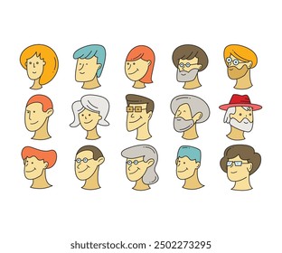 human head avatars set vector illustration