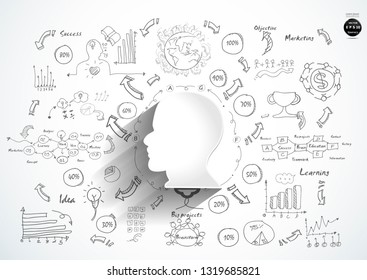 Human Head  - Background Plan Business - modern Idea and Concept  illustration  - Vector
