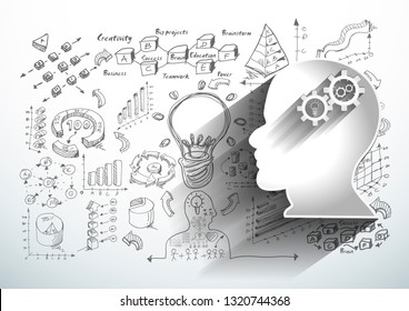 Human Head  - Background Plan Business - modern Idea and Concept  illustration  - Vector
