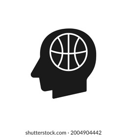 Human head with Basketball ball sign vector illustration