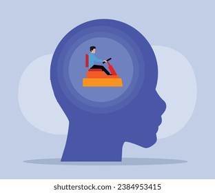 Menschlicher Kopf wird von einem Geschäftsmann 2D flachen Vektorkonzept für Banner, Website, Illustration, Landing Page, Flyer usw. gesteuert