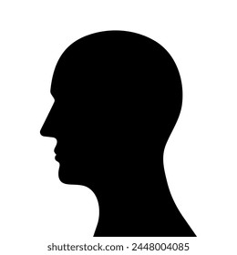 Human Head. Black Silhouette. Vector Illustration. 
