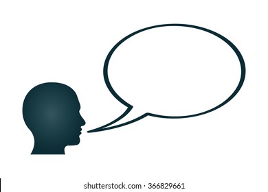 A human head with a blank word bubble.