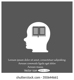 Human head book. Education, learning and knowledge concept.