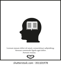 Human head book. Education, learning and knowledge concept