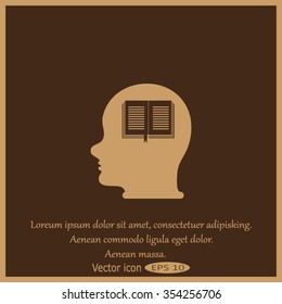 Human head book. Education, learning and knowledge concept.